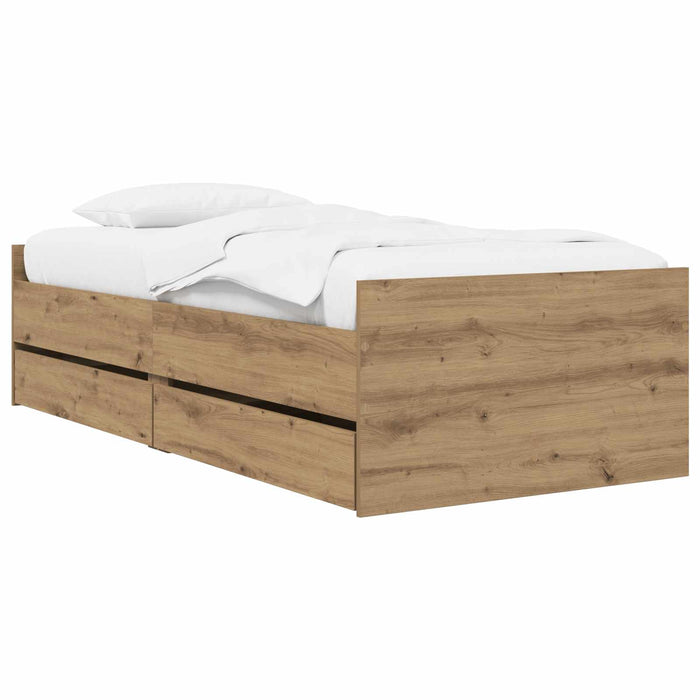 Cadru de pat cu depozitare Stejar artizanal 80 x 200 cm WALTI