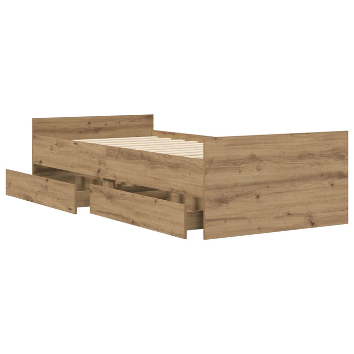 Cadru de pat cu depozitare Stejar artizanal 80 x 200 cm WALTI