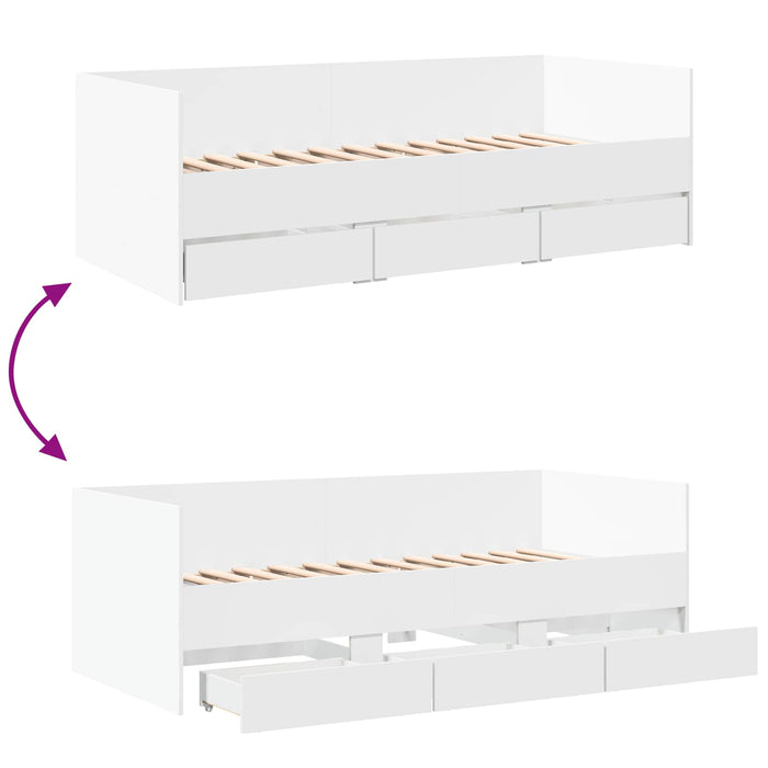 Cadru de pat cu depozitare Alb 80 x 200 cm Lemn prelucrat WALTI