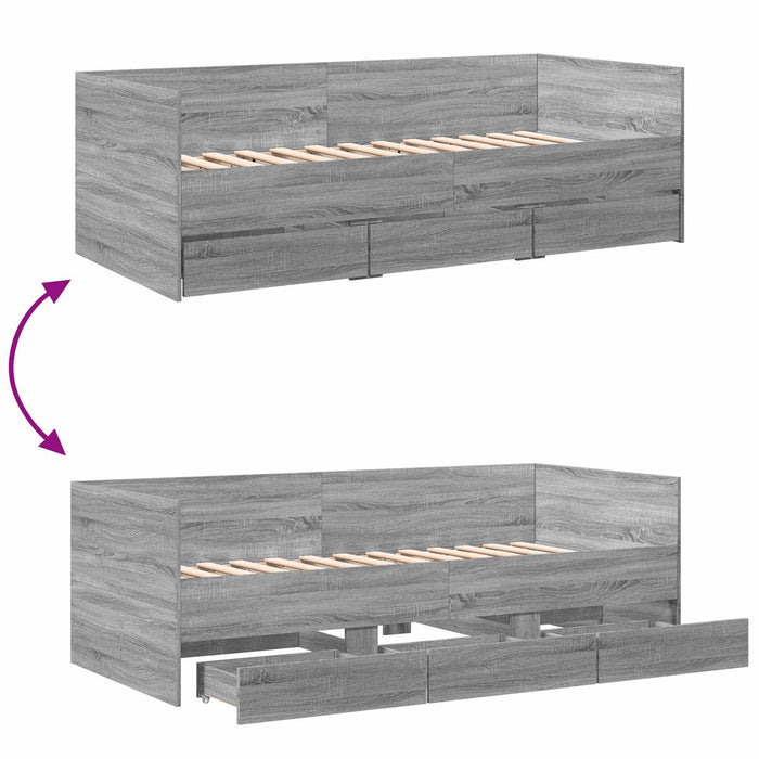 Cadru de pat cu depozitare Sonoma gri 80 x 200 cm WALTI