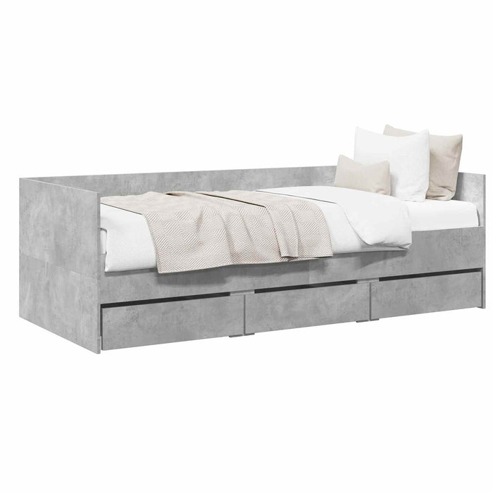 Cadru de pat cu depozitare Gri Beton 80 x 200 cm Lemn prelucrat WALTI