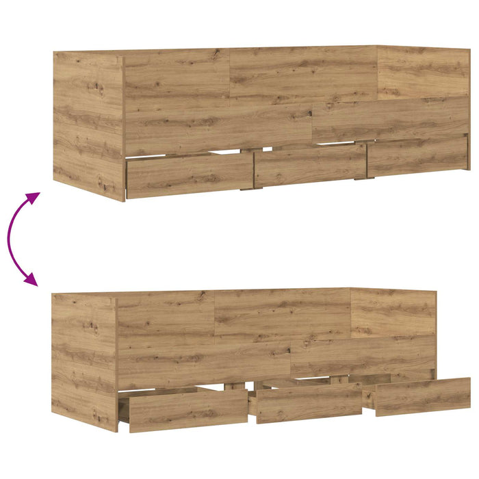 Cadru de pat cu depozitare Stejar artizanal 80 x 200 cm WALTI