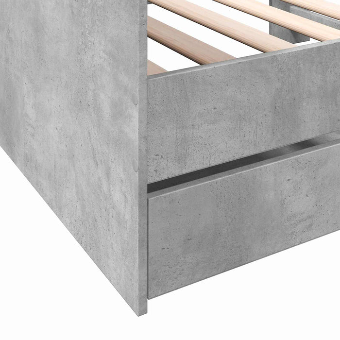 Cadru de pat cu depozitare Gri Beton 80 x 200 cm Lemn prelucrat WALTI