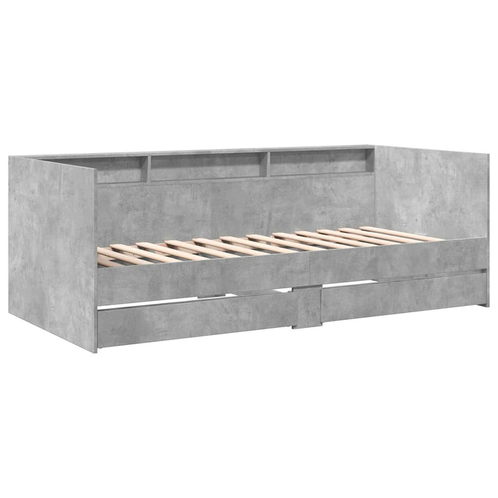 Cadru de pat cu depozitare Gri Beton 80 x 200 cm Lemn prelucrat WALTI