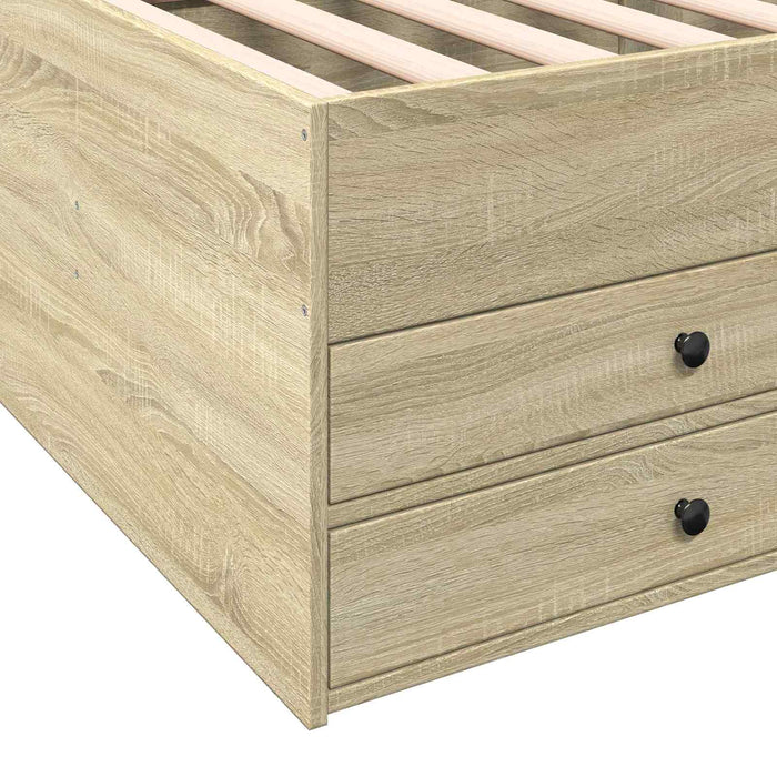 Cadru de pat cu depozitare cu sertar Stejar Sonoma 80 x 200 cm WALTI