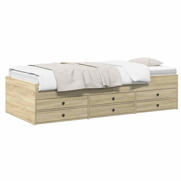 Cadru de pat cu depozitare cu sertar Stejar Sonoma 80 x 200 cm WALTI