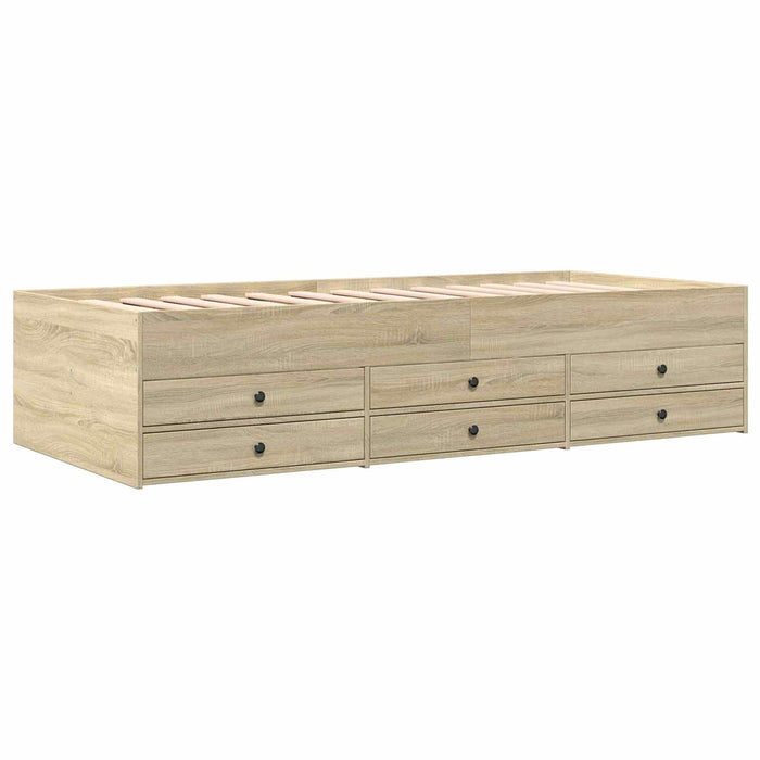 Cadru de pat cu depozitare cu sertar Stejar Sonoma 80 x 200 cm WALTI