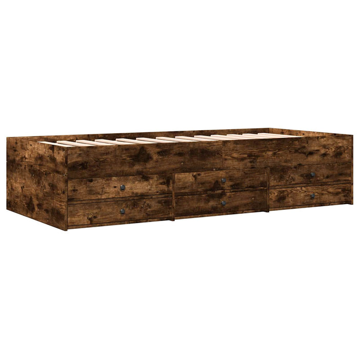 Cadru de pat cu depozitare cu sertar Stejar fumuriu 80 x 200 cm WALTI