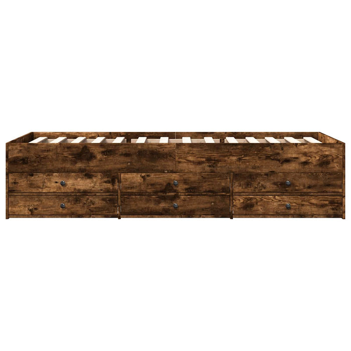 Cadru de pat cu depozitare cu sertar Stejar fumuriu 80 x 200 cm WALTI
