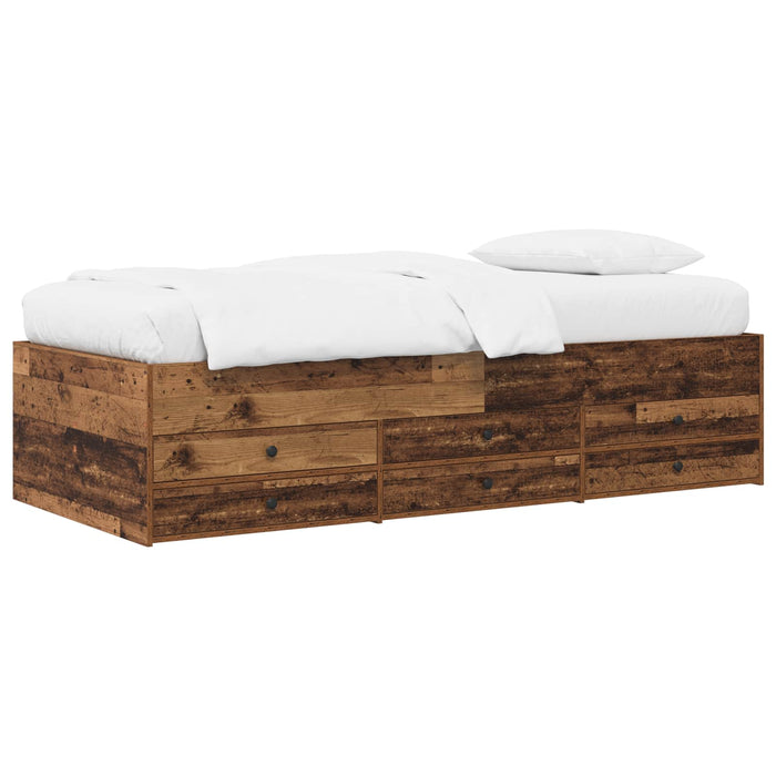 Cadru de pat cu depozitare cu sertar Lemn vechi 80 x 200 cm WALTI