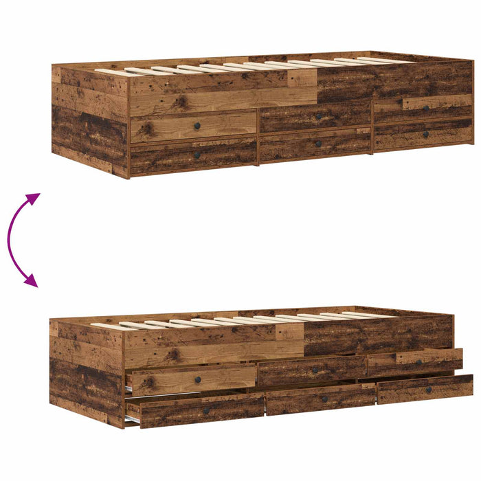 Cadru de pat cu depozitare cu sertar Lemn vechi 80 x 200 cm WALTI