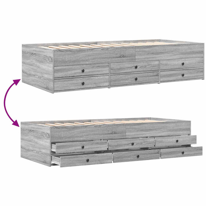 Cadru de pat cu depozitare cu sertar Sonoma gri 80 x 200 cm WALTI