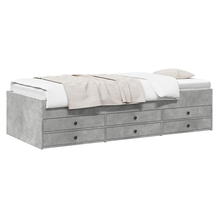 Cadru de pat cu depozitare Gri Beton 80 x 200 cm Lemn prelucrat WALTI