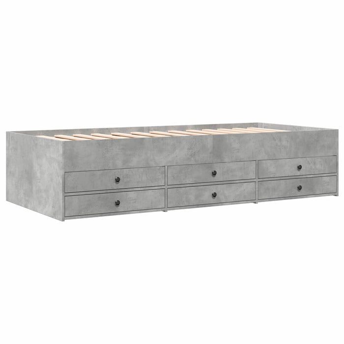 Cadru de pat cu depozitare Gri Beton 80 x 200 cm Lemn prelucrat WALTI
