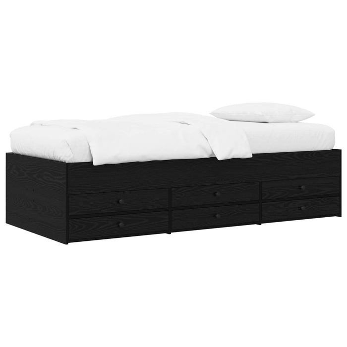 Cadru de pat cu depozitare cu sertar Stejar Negru 80 x 200 cm WALTI