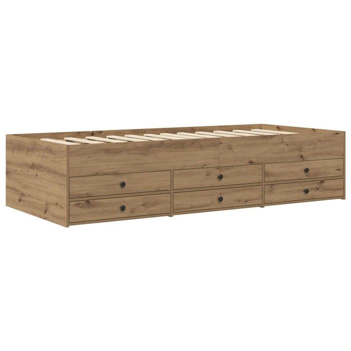Cadru de pat cu depozitare Stejar artizanal 80 x 200 cm WALTI