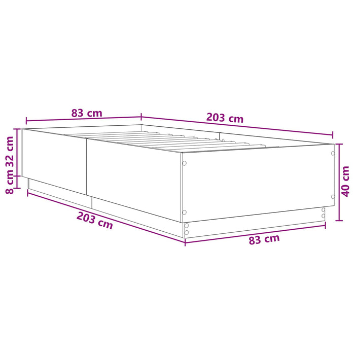 Cadru de pat Sonoma gri 80 x 200 cm Lemn prelucrat WALTI