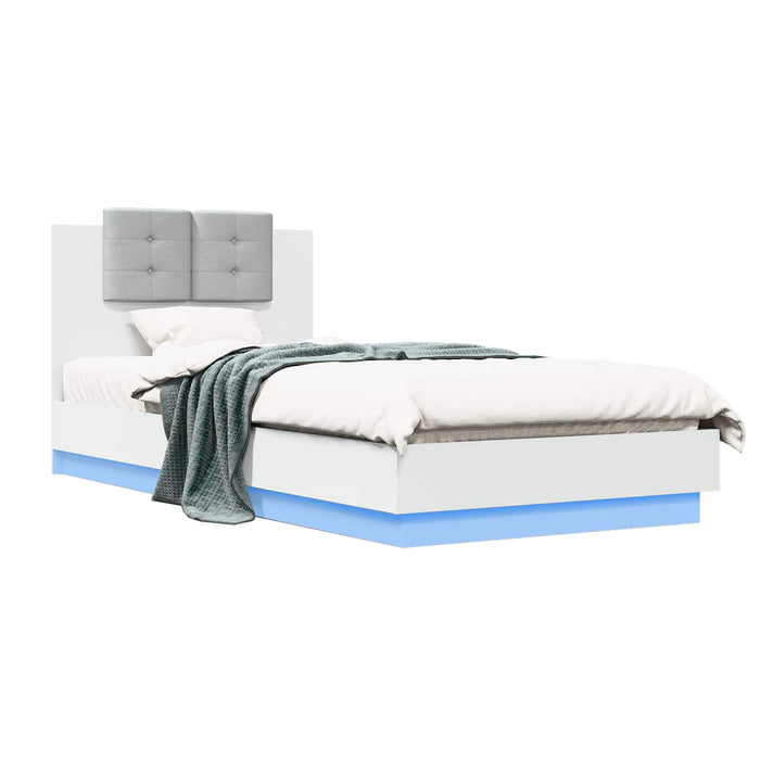 Cadru de pat cu LED Alb 80 x 200 cm Lemn prelucrat - WALTI WALTI