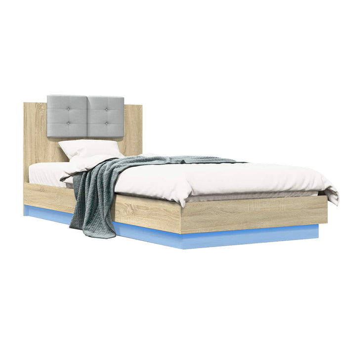 Cadru de pat cu LED Stejar Sonoma 80 x 200 cm Lemn prelucrat - WALTI WALTI