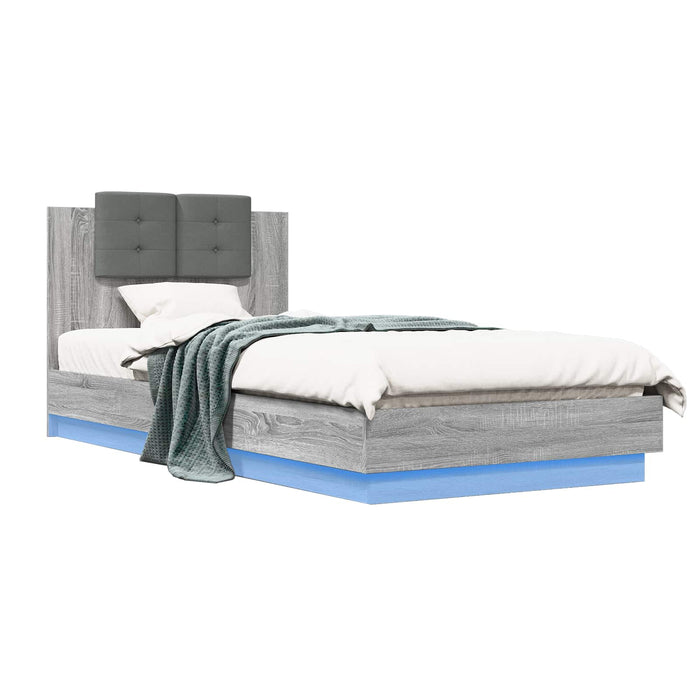 Cadru de pat cu LED Sonoma gri 80 x 200 cm Lemn prelucrat - WALTI WALTI