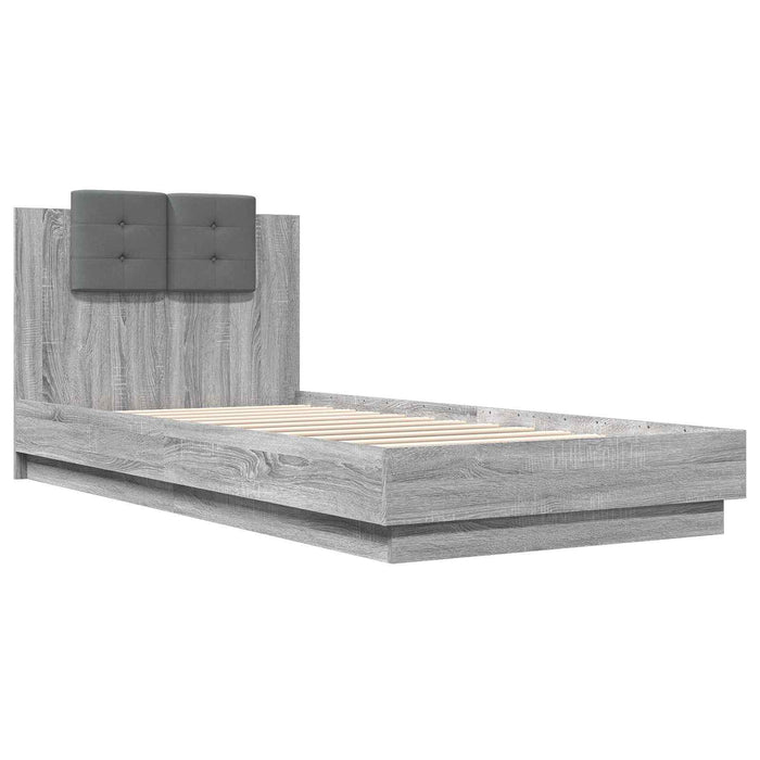 Cadru de pat cu LED Sonoma gri 80 x 200 cm Lemn prelucrat - WALTI WALTI