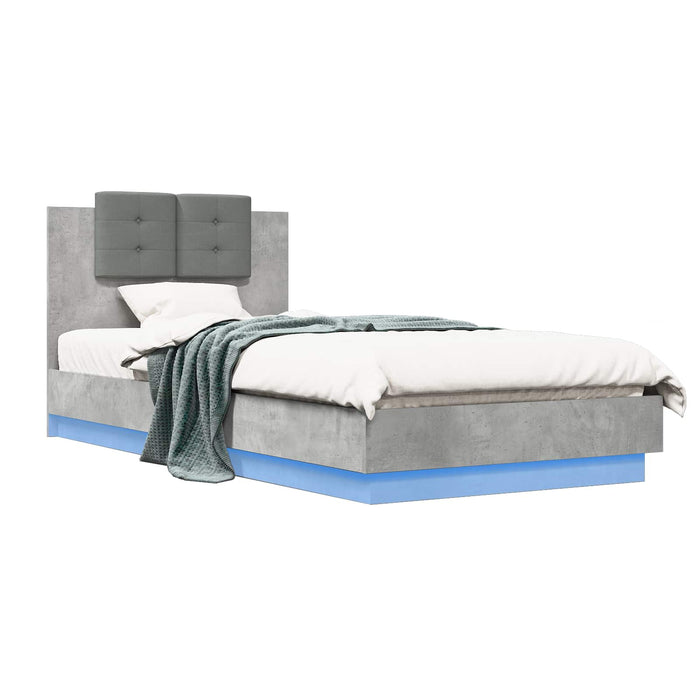 Cadru de pat cu LED Gri Beton 80 x 200 cm Lemn prelucrat - WALTI WALTI