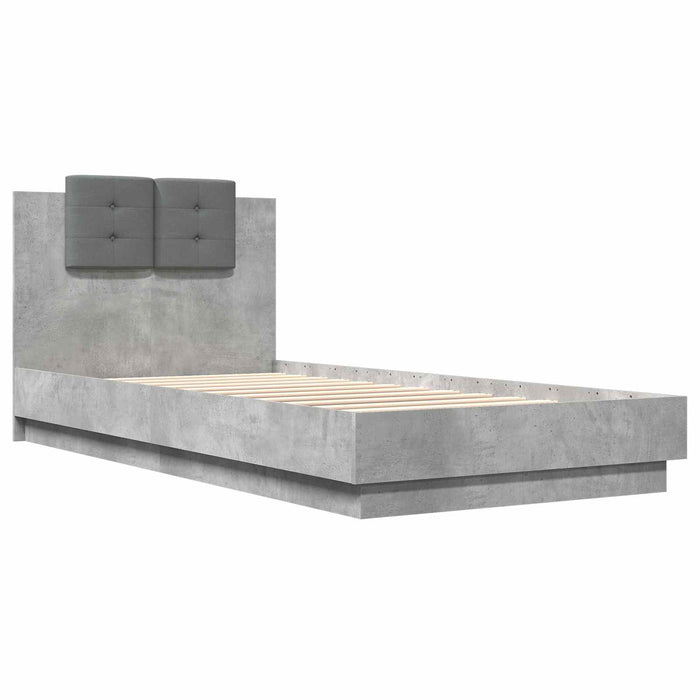 Cadru de pat cu LED Gri Beton 80 x 200 cm Lemn prelucrat - WALTI WALTI
