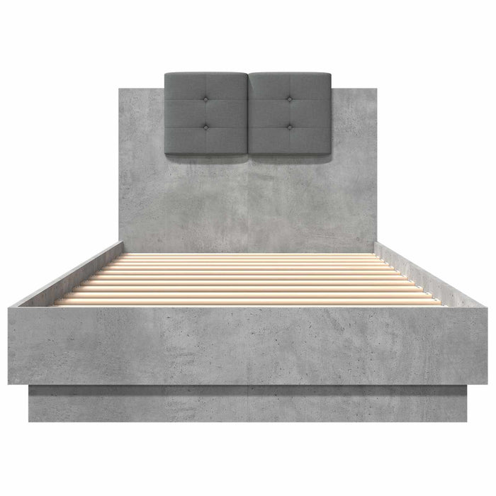 Cadru de pat cu LED Gri Beton 80 x 200 cm Lemn prelucrat - WALTI WALTI