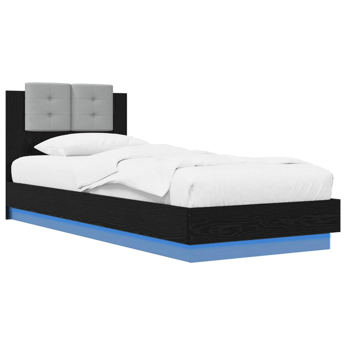 Cadru de pat cu LED Stejar Negru 80 x 200 cm Lemn prelucrat - WALTI WALTI