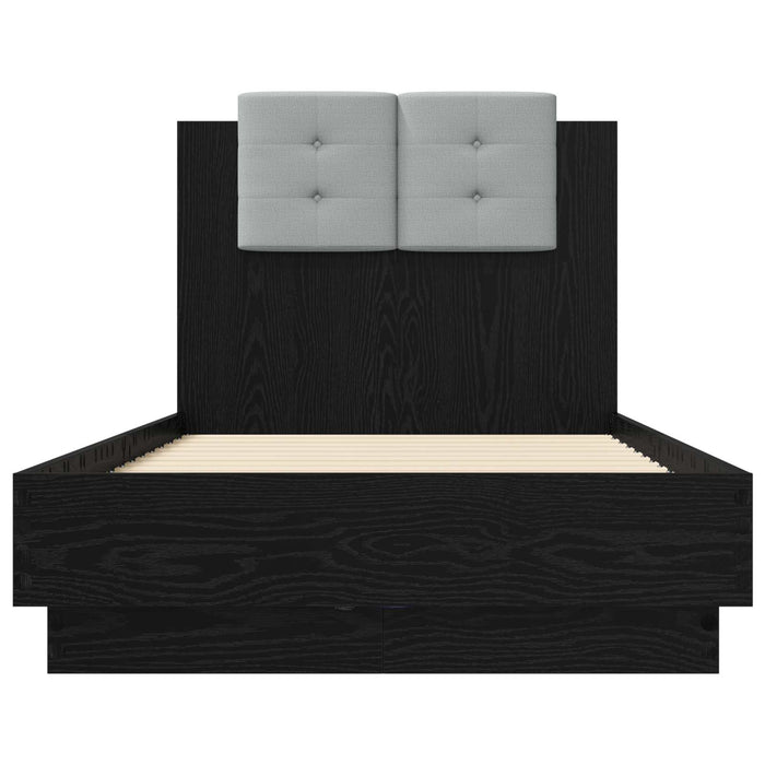 Cadru de pat cu LED Stejar Negru 80 x 200 cm Lemn prelucrat - WALTI WALTI