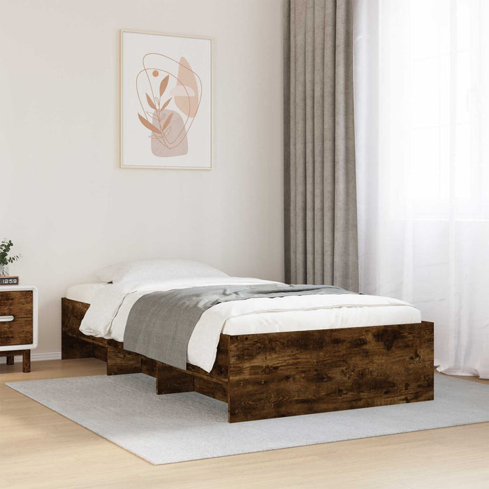 Cadru de pat cu raft Stejar fumuriu 80 x 200 cm Lemn prelucrat WALTI