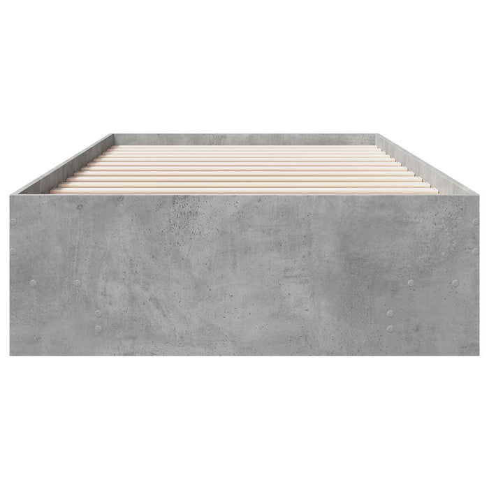 Cadru de pat cu raft Gri Beton 80 x 200 cm Lemn prelucrat WALTI