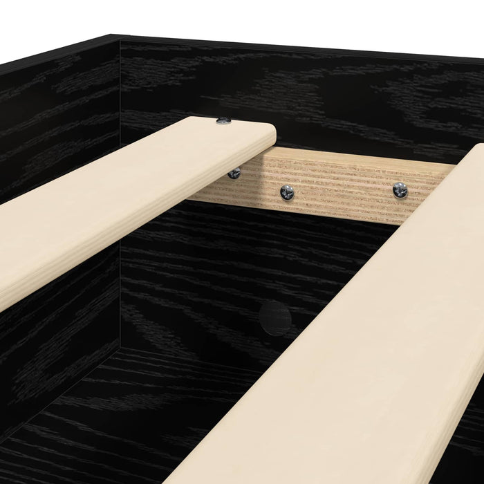 Cadru de pat cu raft Stejar Negru 80 x 200 cm Lemn prelucrat WALTI