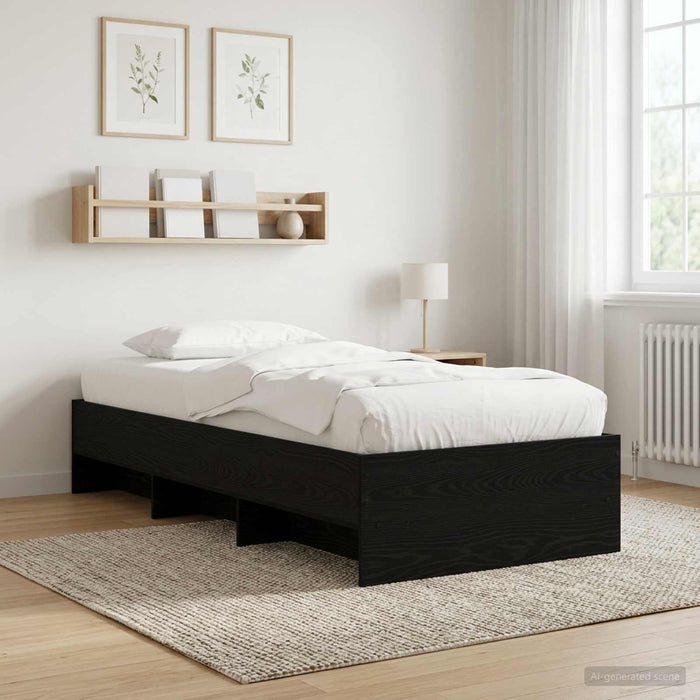 Cadru de pat cu raft Stejar Negru 80 x 200 cm Lemn prelucrat WALTI