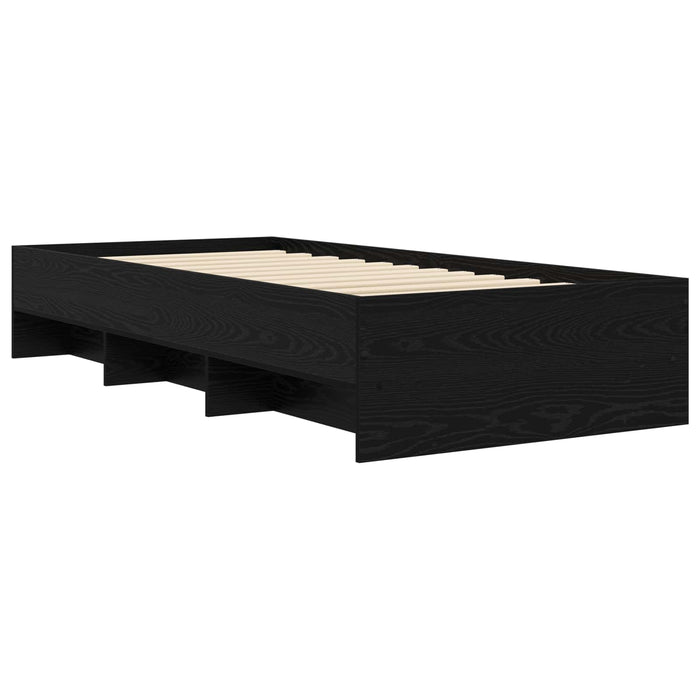 Cadru de pat cu raft Stejar Negru 80 x 200 cm Lemn prelucrat WALTI