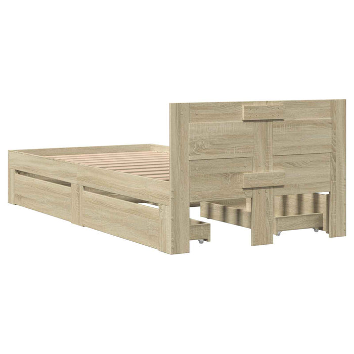 Cadru de Pat cu Tăblie Stejar Sonoma 80 x 200 cm Lemn prelucrat WALTI