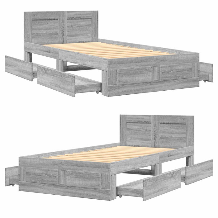 Cadru de Pat cu Tăblie Sonoma gri 80 x 200 cm Lemn prelucrat WALTI