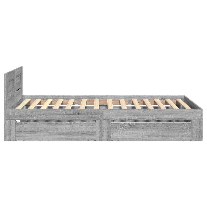 Cadru de Pat cu Tăblie Sonoma gri 80 x 200 cm Lemn prelucrat WALTI