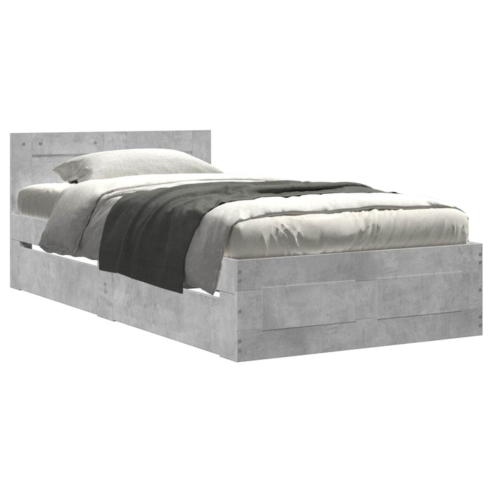 Cadru de Pat cu Tăblie Gri Beton 80 x 200 cm Lemn prelucrat WALTI
