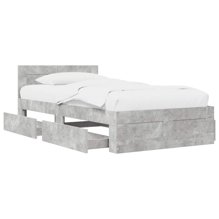 Cadru de Pat cu Tăblie Gri Beton 80 x 200 cm Lemn prelucrat WALTI