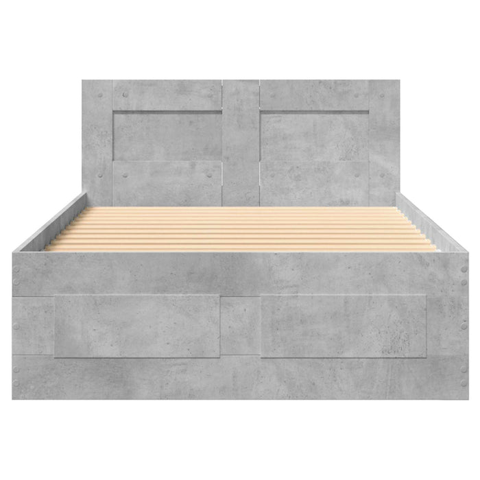 Cadru de Pat cu Tăblie Gri Beton 80 x 200 cm Lemn prelucrat WALTI