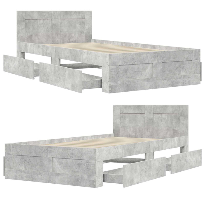 Cadru de Pat cu Tăblie Gri Beton 80 x 200 cm Lemn prelucrat WALTI