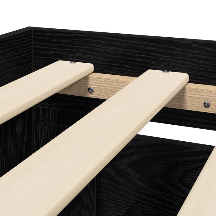 Cadru de Pat cu Tăblie Stejar Negru 80 x 200 cm Lemn prelucrat WALTI