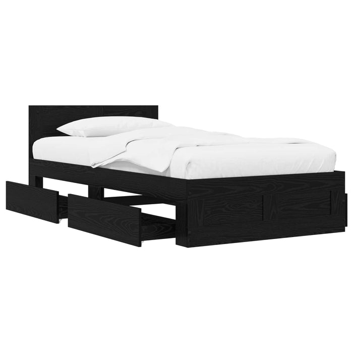 Cadru de Pat cu Tăblie Stejar Negru 80 x 200 cm Lemn prelucrat WALTI