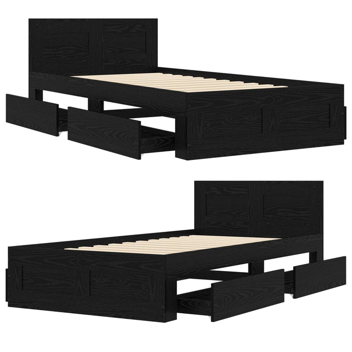 Cadru de Pat cu Tăblie Stejar Negru 80 x 200 cm Lemn prelucrat WALTI
