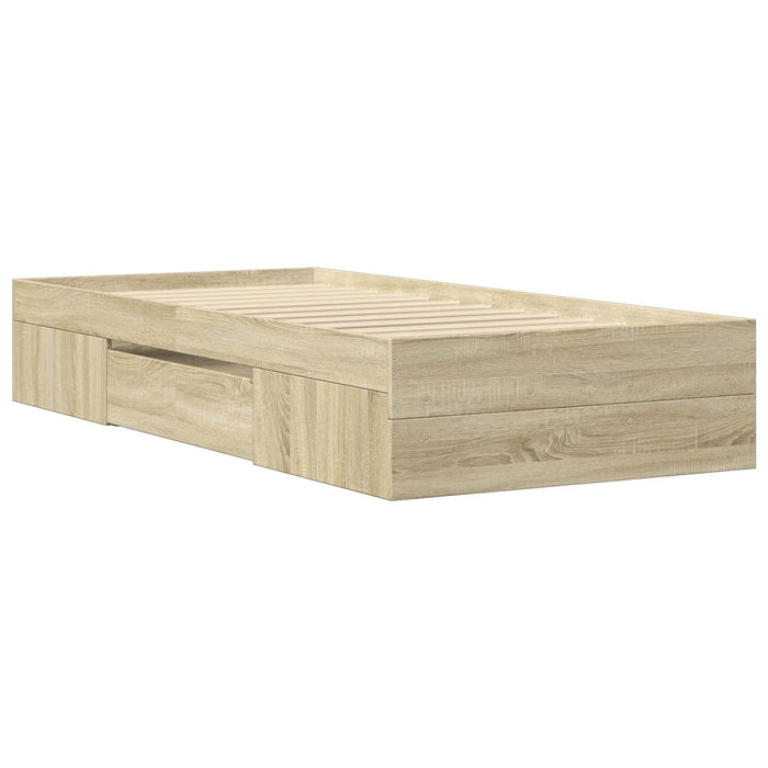 Cadru de pat cu depozitare cu sertar Stejar Sonoma 80 x 200 cm WALTI
