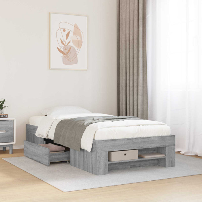 Cadru de pat cu depozitare cu sertar Sonoma gri 80 x 200 cm WALTI