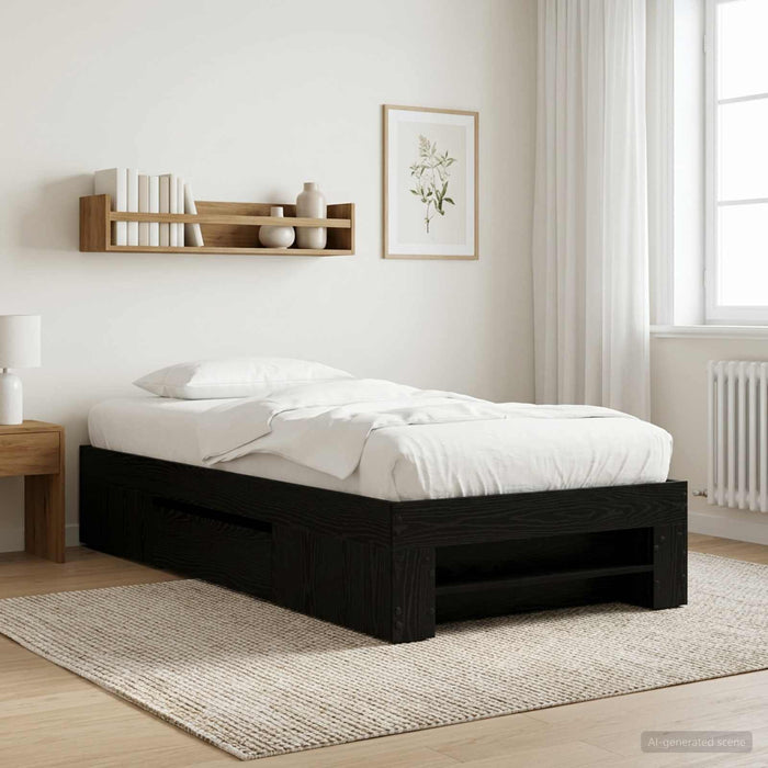 Cadru de pat cu depozitare cu sertar Stejar Negru 80 x 200 cm WALTI