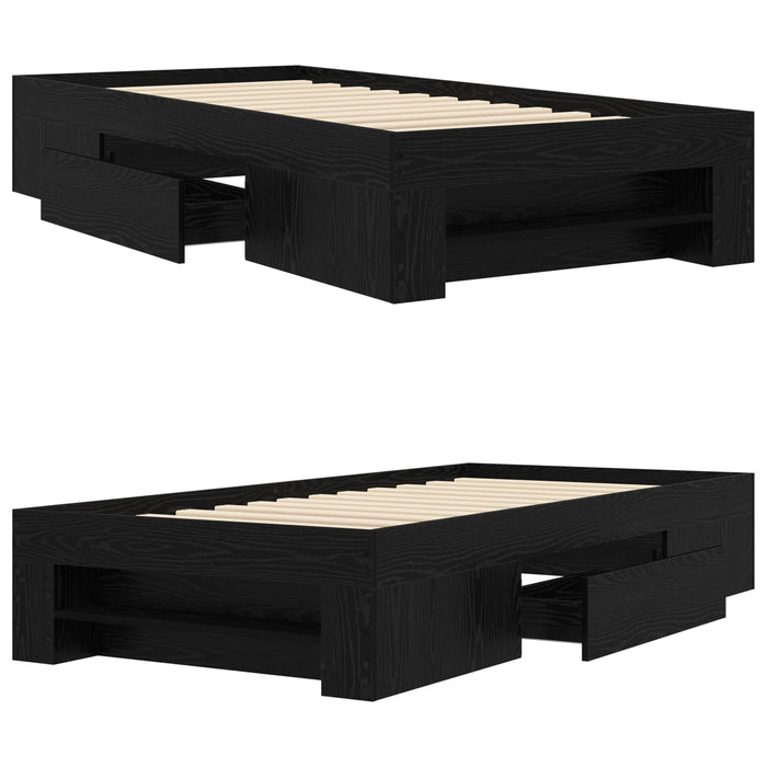 Cadru de pat cu depozitare cu sertar Stejar Negru 80 x 200 cm WALTI