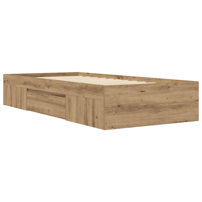 Cadru de pat cu depozitare cu raft Stejar artizanal 80 x 200 cm WALTI
